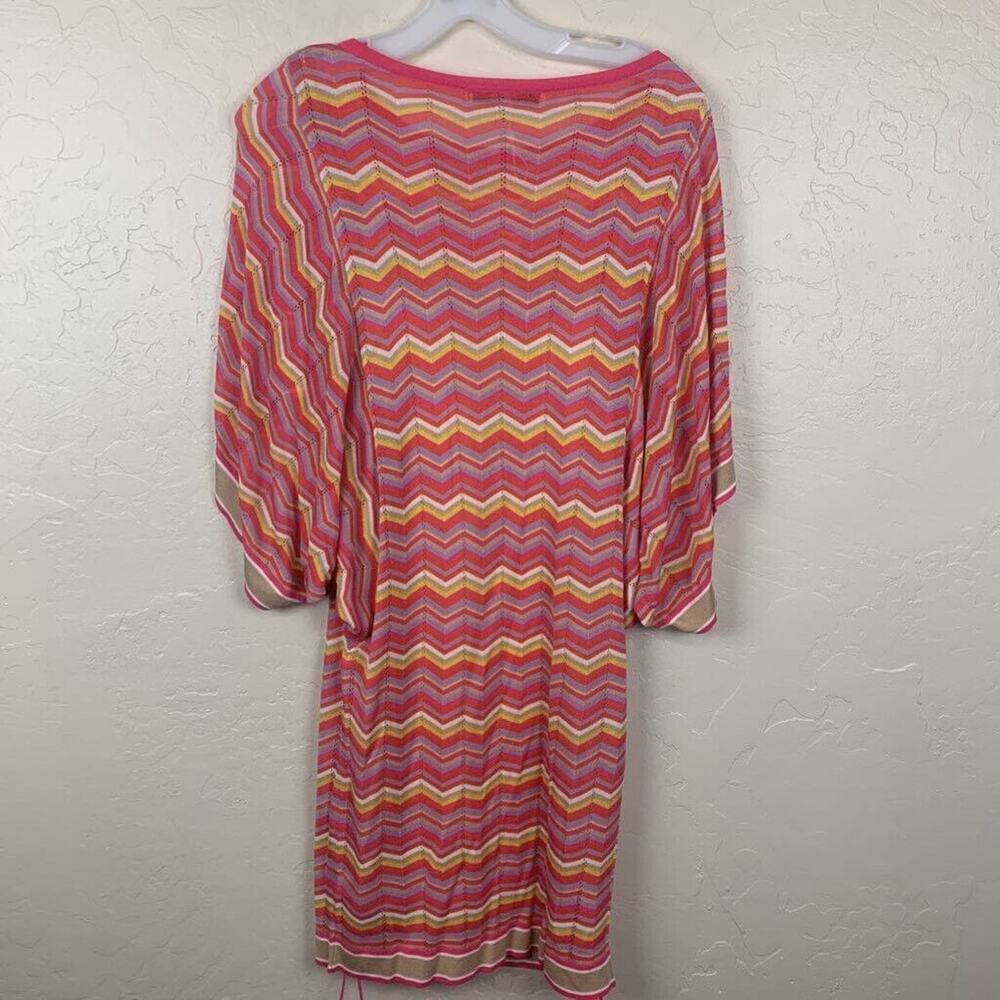 Trina Turk Knit Dress Size Small Pink Yellow Purple Lined Kimono Sleeve Beachy - Picture 2 of 6